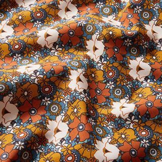 Cotton Cretonne retro flowers – caramel, 