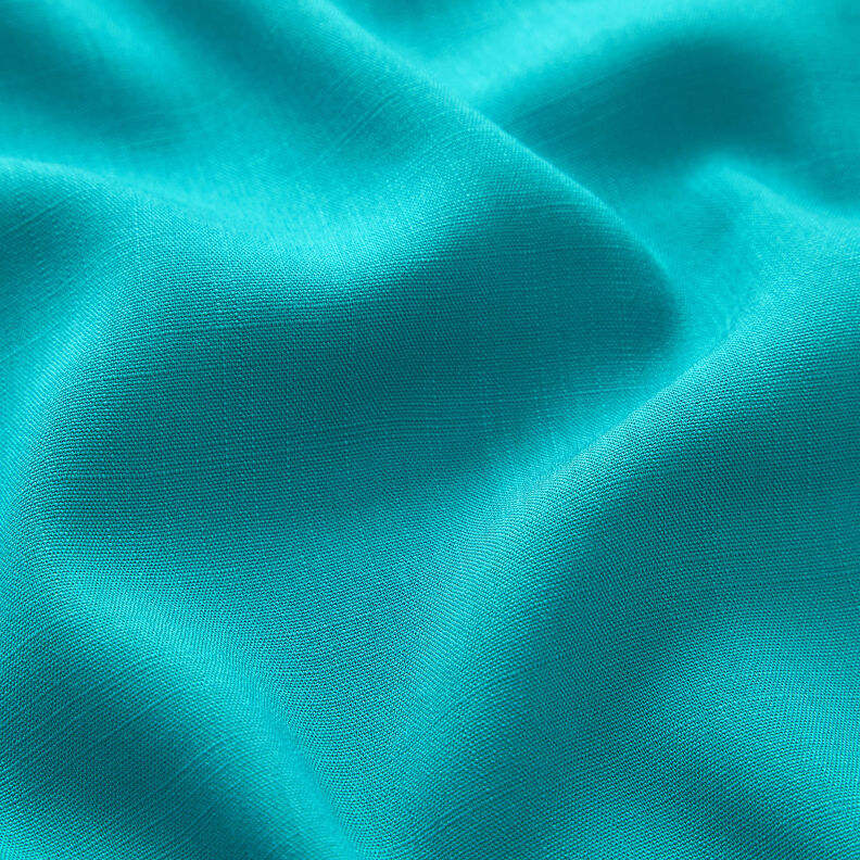 Linen look viscose fabric – turquoise,  image number 2