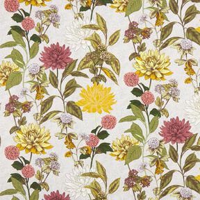 Decorative Panama fabric floral print – misty grey, 
