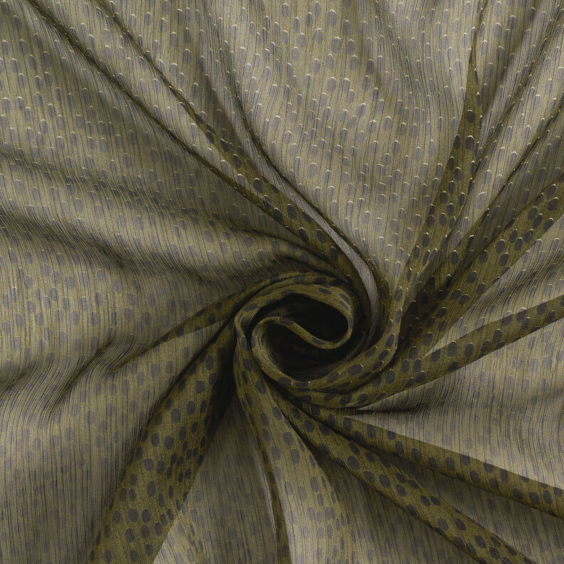 Crêpe chiffon big dots – khaki/black,  image number 4