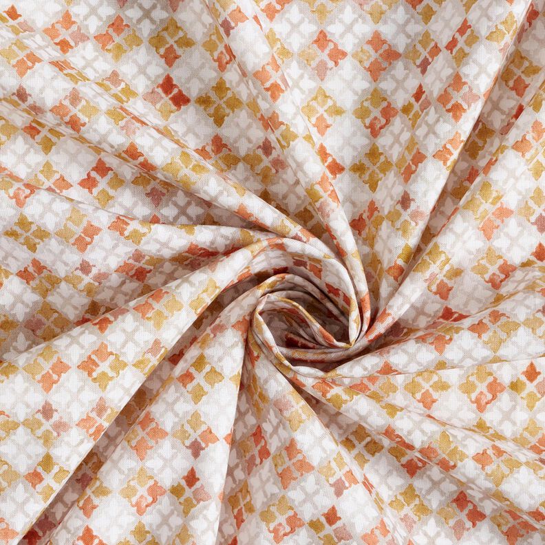 Cotton Poplin oriental tile pattern Digital Print – misty grey/copper,  image number 3