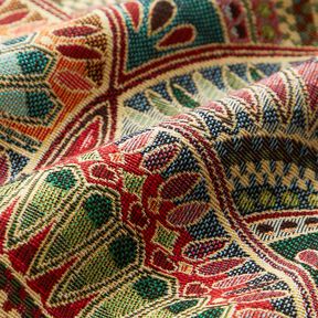 Decor Fabric Tapestry Fabric fine bold circles – light beige/emerald green, 