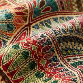 Decor Fabric Tapestry Fabric fine bold circles – light beige/emerald green, 