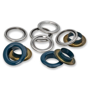 Eyelets with washers [15 pieces | Ø 14 mm] | Prym – navy blue/metallic silver, 