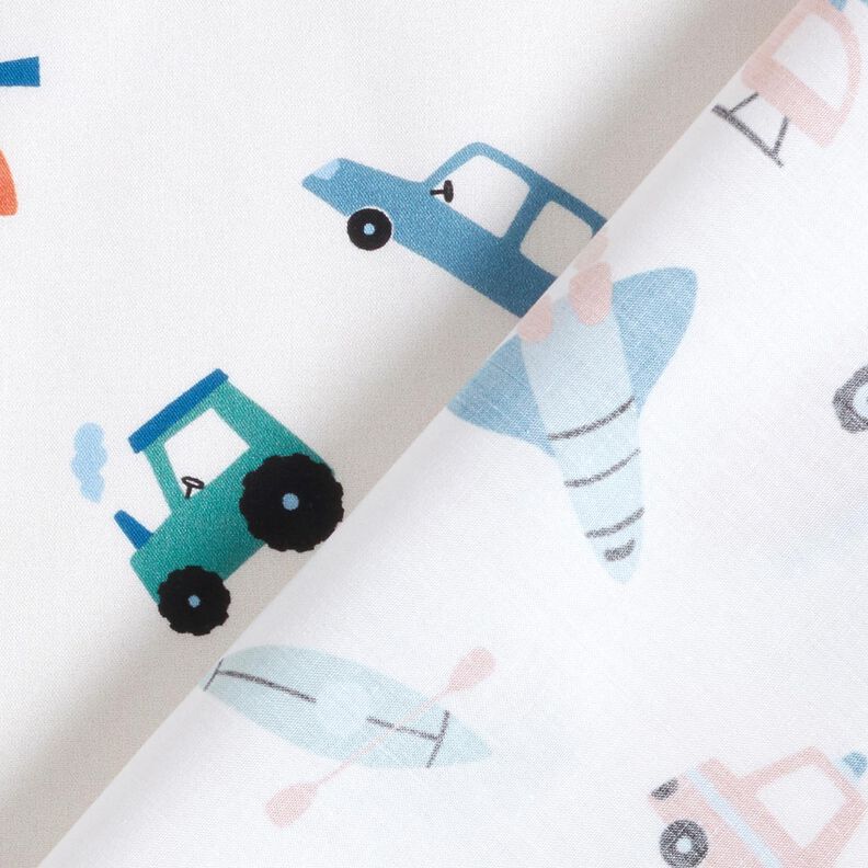 Cotton Poplin lots of vehicles – offwhite,  image number 4