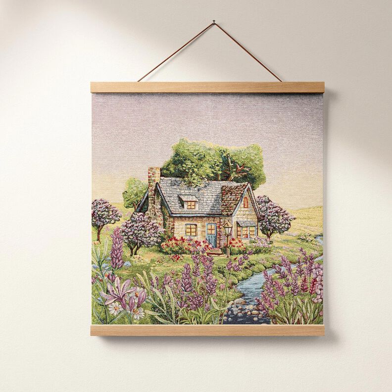 Decorative Panel Tapestry Fabric romantic cottage – light beige/lavender, image number 5