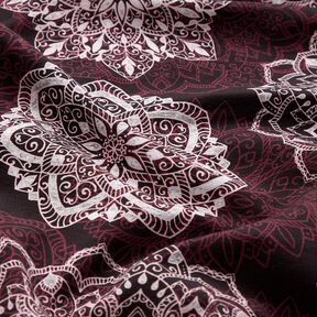 Cotton Jersey Mandalas | Glitzerpüppi – merlot/silver grey, 