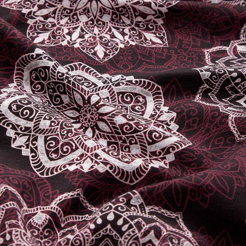 Cotton Jersey Mandalas | Glitzerpüppi – merlot/silver grey,  image number 1