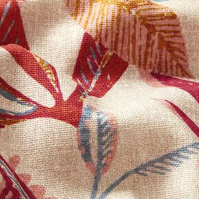 Decor Fabric Half Panama Floral &ndash; natural/berry, 