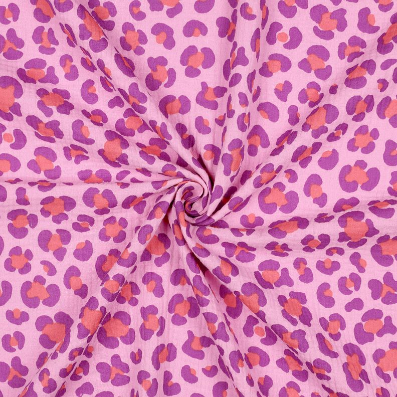 Double Gauze/Muslin colorful leopard print | Poppy Fabrics – pastel violet/red lilac, image number 3
