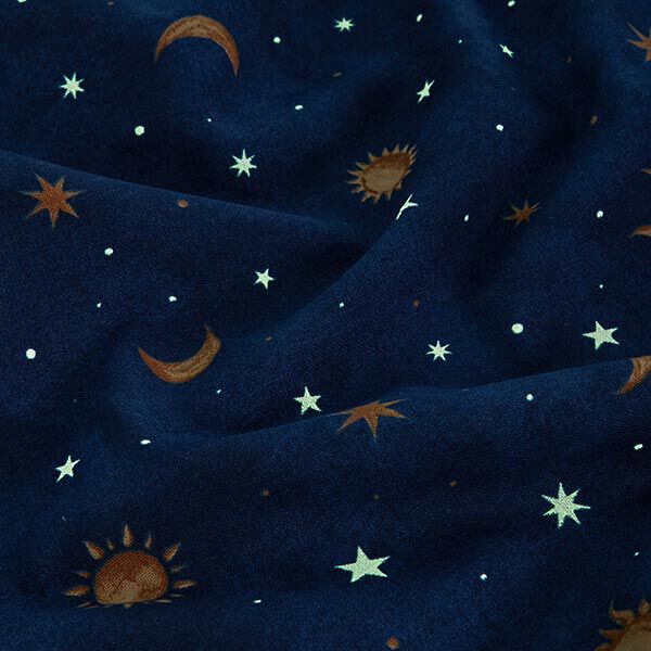 Decor Fabric Glow in the dark night sky – gold/navy blue,  image number 14