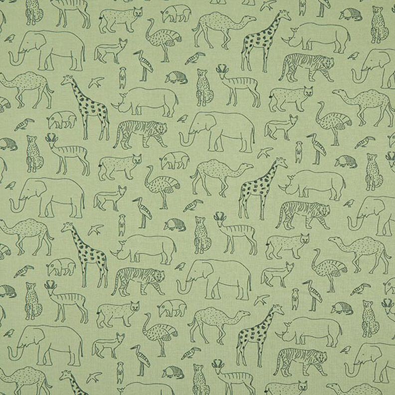 French Terry gezeichnete Safari-Tiere – light khaki,  image number 1