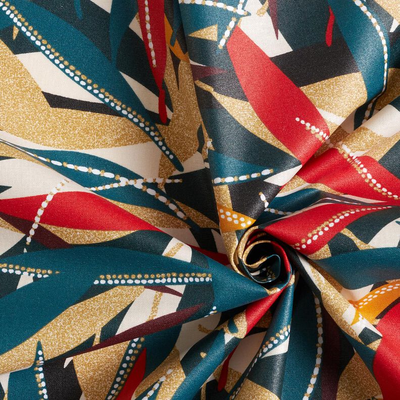 Coated Cotton Delicate Leaves – carmine/petrol,  image number 4