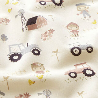 Organic Cotton Poplin life on the farm – natural, 
