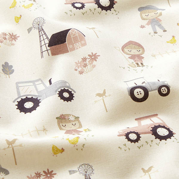Organic Cotton Poplin life on the farm – natural,  image number 2