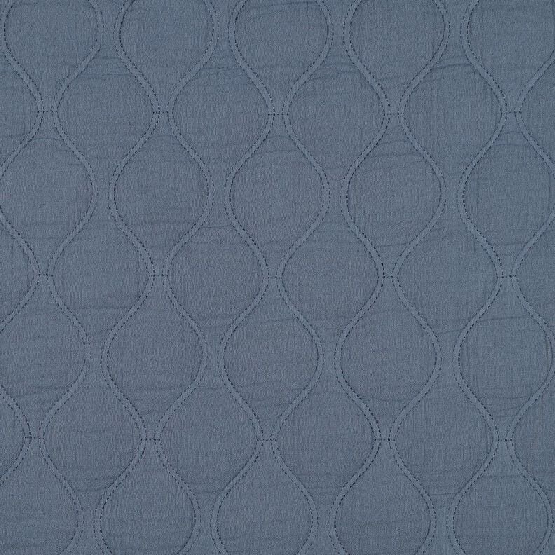 Quilted Fabric Muslin waves – blue grey,  image number 1
