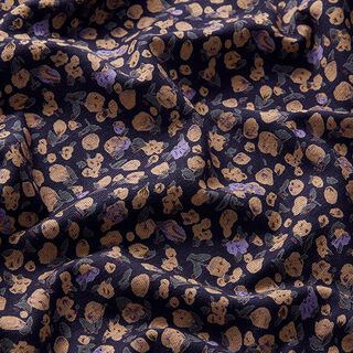 Viscose jersey, autumn flowers – midnight blue, 