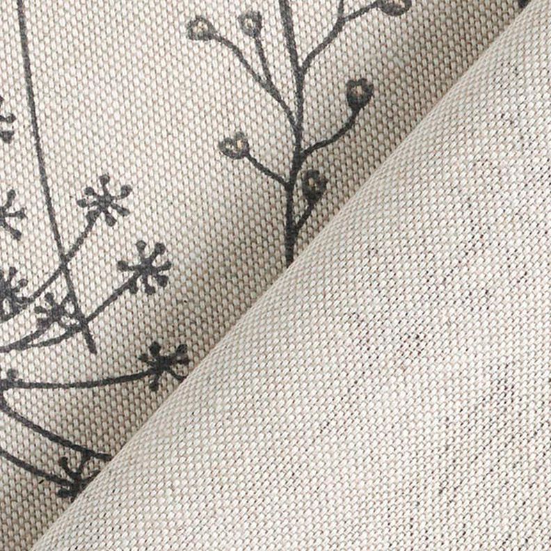 Decor Fabric Half Panama flower drawing – natural/dark brown,  image number 4