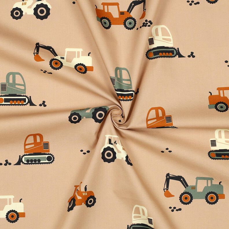 Cotton Poplin Excavators and tractors | Poppy Fabrics – beige, image number 3