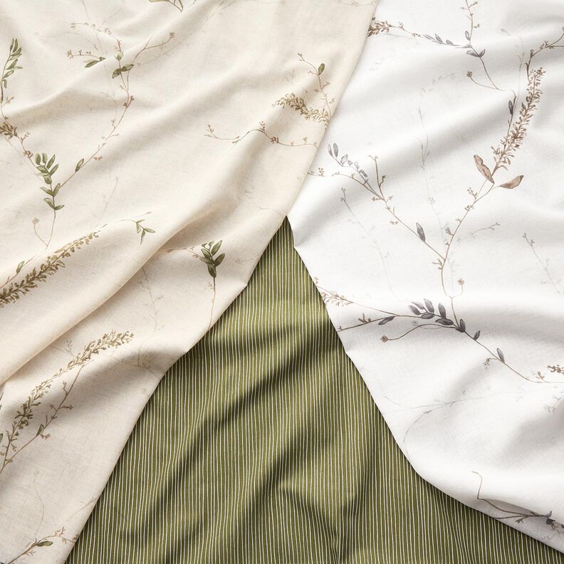 Curtain Fabric Voile Delicate branches – natural/dark pine,  image number 6