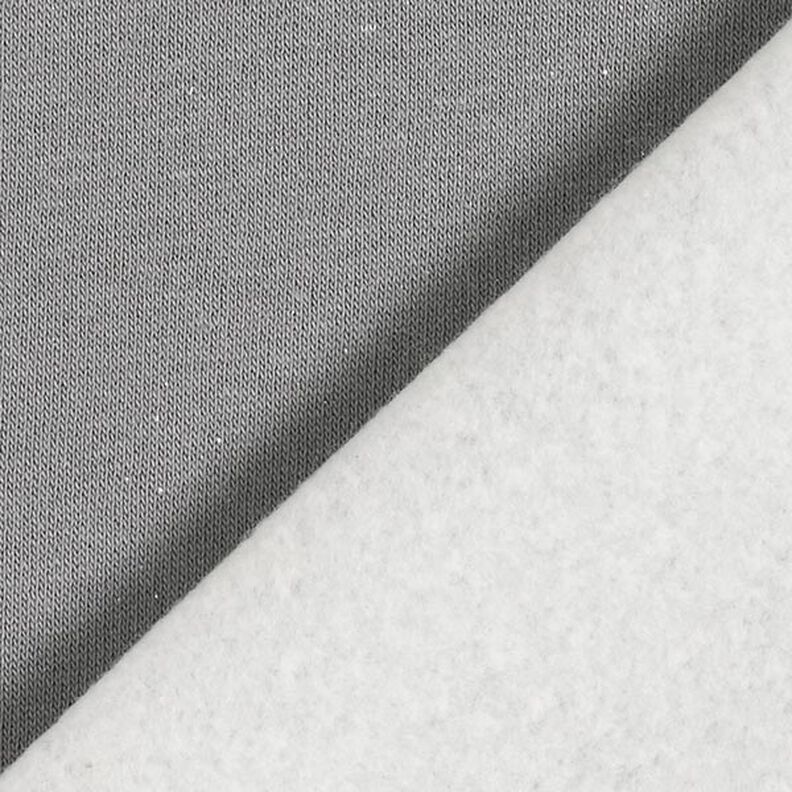 Brushed Sweatshirt Fabric plain Lurex – dark grey/silver,  image number 4