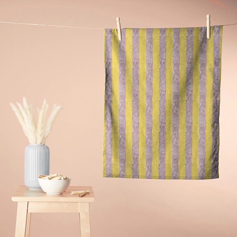 Towelling Fabric Bamboo Block Stripes – yellow/mauve, image number 7