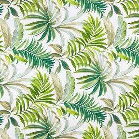 Decorative fabric Canvas Exotic leaves – green/white, 