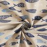 Decor Fabric Half Panama abstract school of fish – natural/blue,  thumbnail number 3