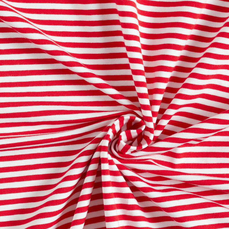 Cotton Jersey Narrow Stripes – red/white,  image number 1