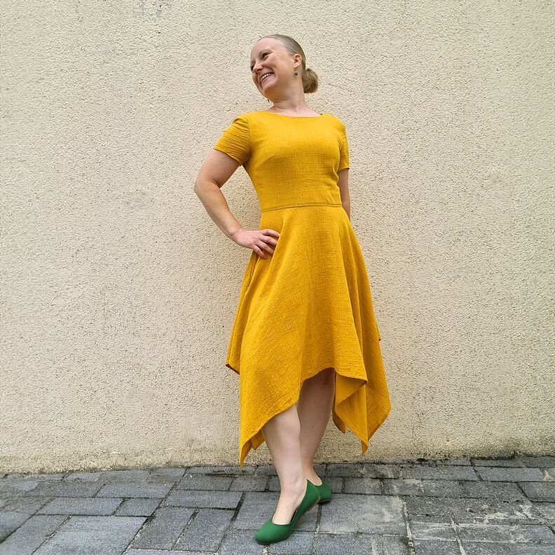 Linen look cotton fabric – mustard,  image number 4