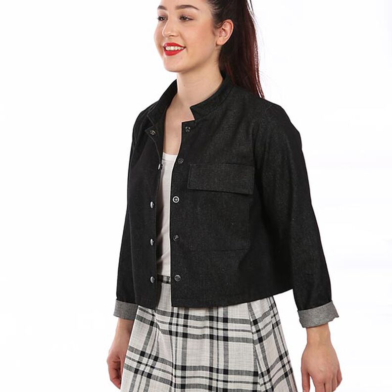 FRAU CLEO Cropped Jacket with Stand Collar and Large Patch Pocket | Studio Schnittreif | XS-XXL,  image number 3