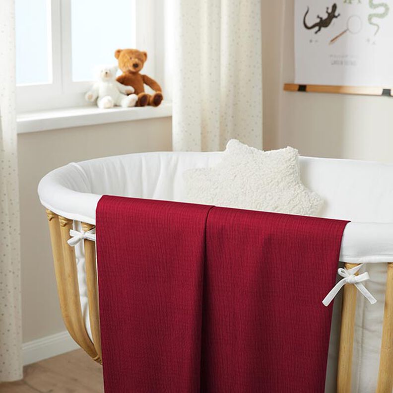 GOTS Triple-Layer Cotton Muslin – carmine,  image number 7
