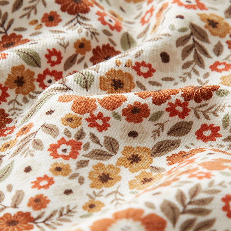 Cotton Jersey autumnal sea of flowers – offwhite,  image number 2