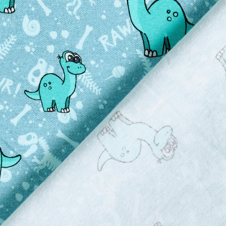 Cotton Jersey dinosaurs and fossils | Glitzerpüppi – light blue/peppermint,  image number 4