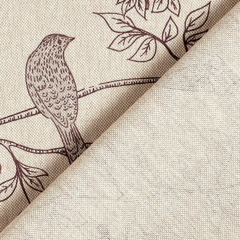Decor Fabric Half Panama Songbirds – natural/burgundy,  image number 4
