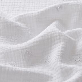 Double Gauze/Muslin Broderie Anglaise flower tendrils – white, 
