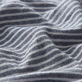 Linen look narrow stripes cotton fabric – white/navy blue, 