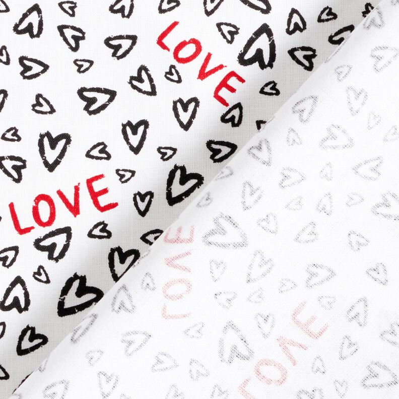 Cotton Cretonne Love – white/black,  image number 4