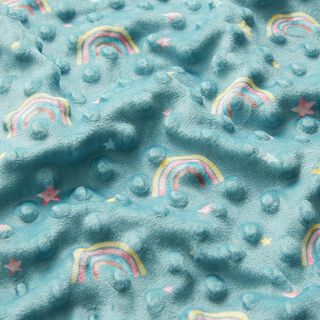Cosy Fleece Embossed Dots and Rainbows – eucalyptus, 