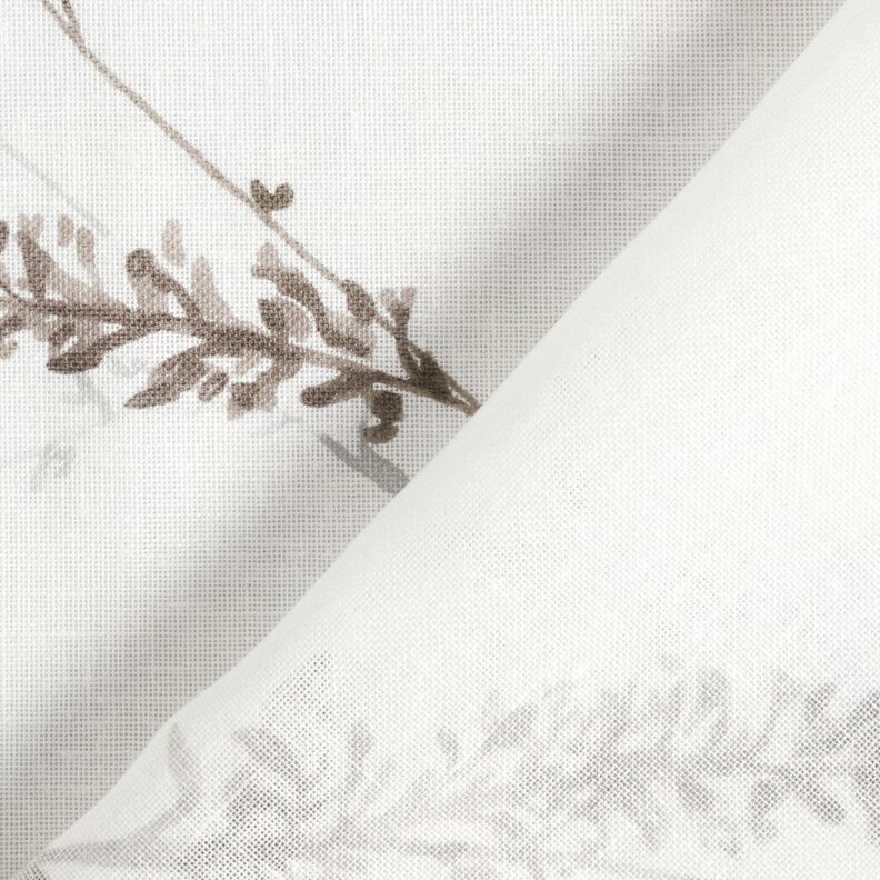 Curtain Fabric Voile Delicate branches – white/silver grey,  image number 4