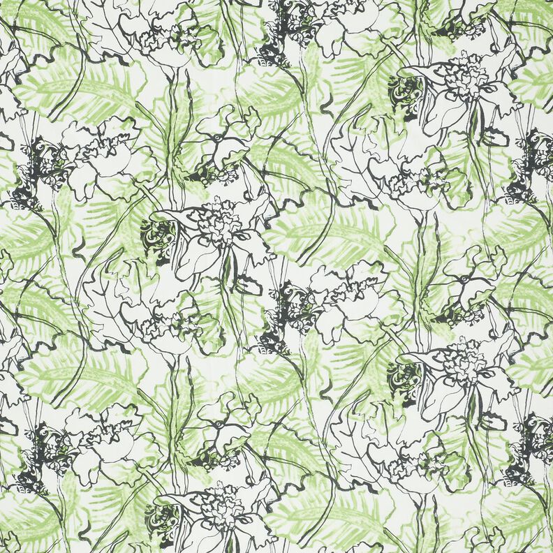 Abstract flowers cotton silk blend – ivory/May green,  image number 1