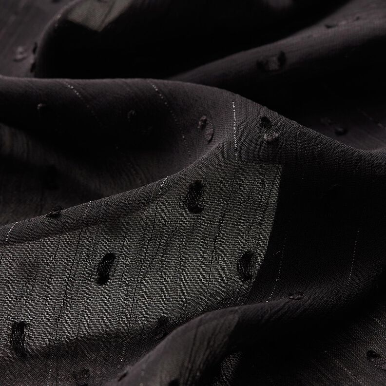 Metallic pinstripe chiffon dobby – black/metallic silver,  image number 2