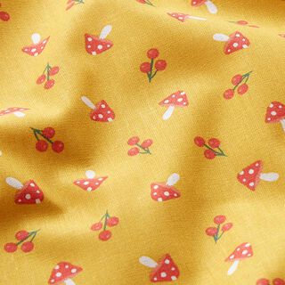 Poplin Little Mushrooms  – curry yellow, 