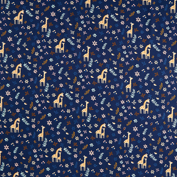 GOTS Cotton Poplin giraffe in the meadow – navy blue,  image number 1