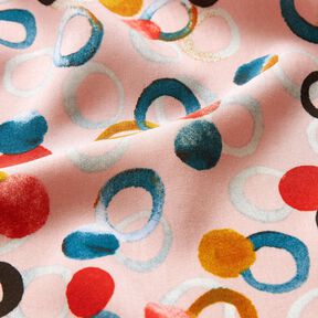 viscose fabric squiggles and dots – light pink/petrol, 