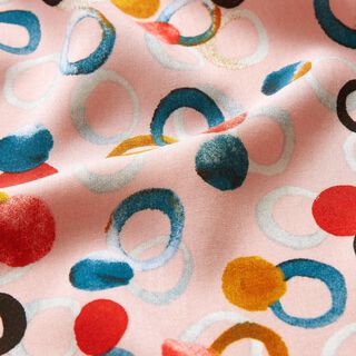 viscose fabric squiggles and dots – light pink/petrol, 
