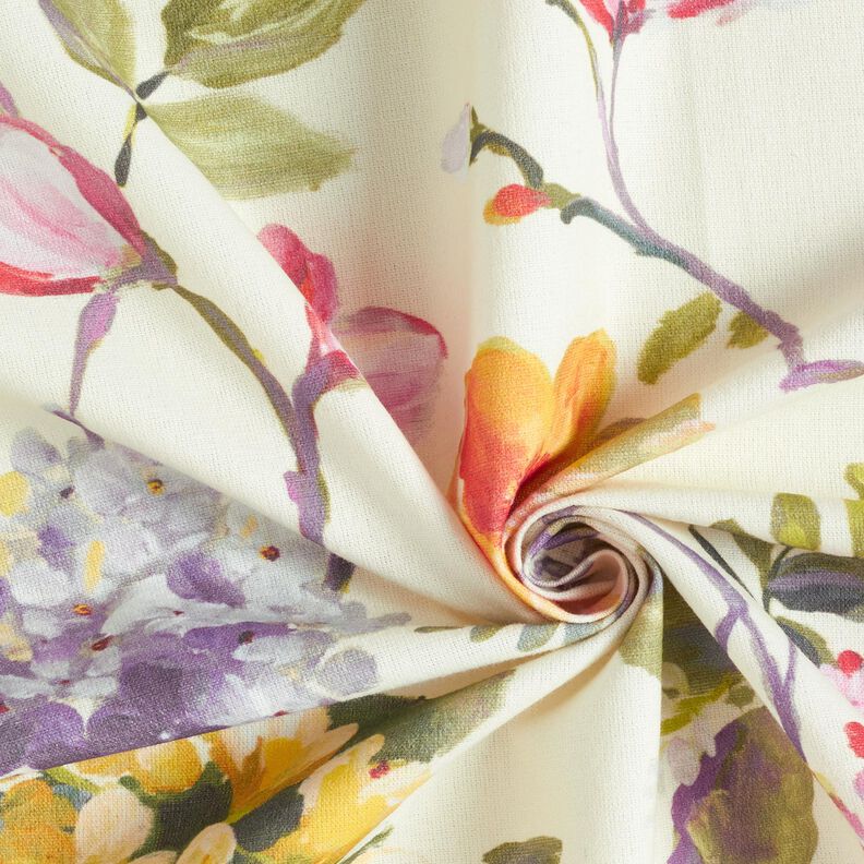 Decor Fabric Canvas Hydrangeas – cream/pale berry, image number 3