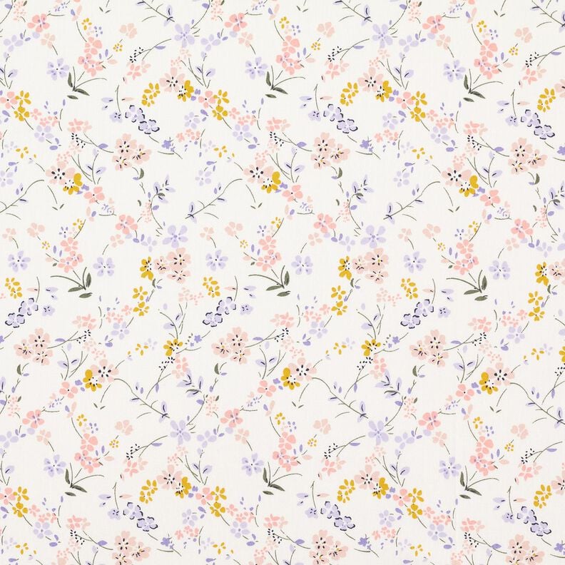 Delicate flowers cotton poplin – white/mauve,  image number 1