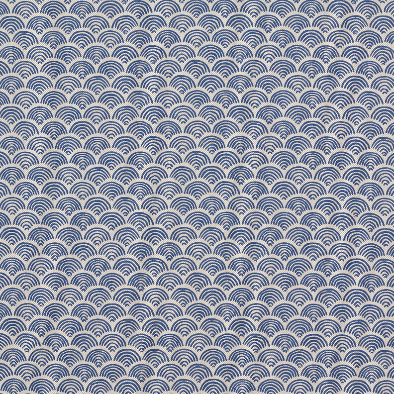 Decor Fabric Half Panama Wavy lines – natural/indigo, image number 1