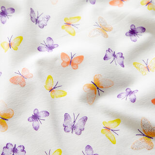 Cotton Jersey glitter butterflies – offwhite/silver, 